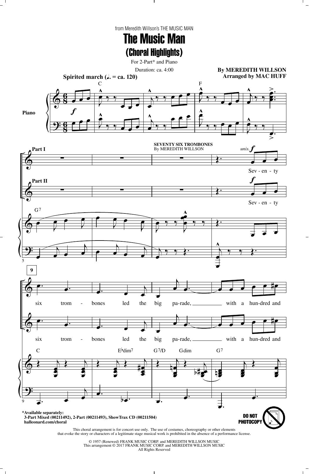 Produktbild zu: The Music Man (Choral Highlights)