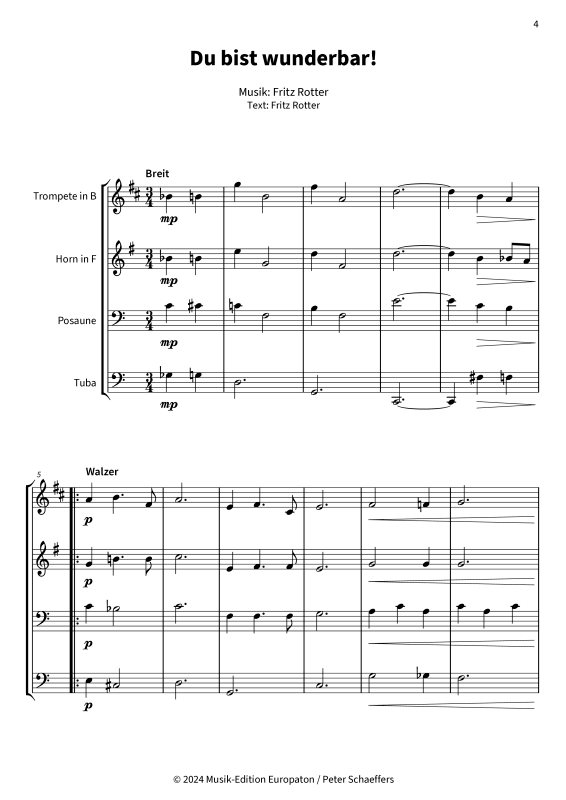 Produktgalerie: Seite 1 von 11 Du bist wunderbar! - Der herzlichste Knef-Song, , Blechbläser Quartett