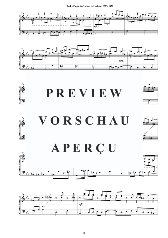 Produktgalerie: Seite 6 von 10 Ricercare - Fugue in C minor to 3 voices BWV 1079, , Klavier Solo