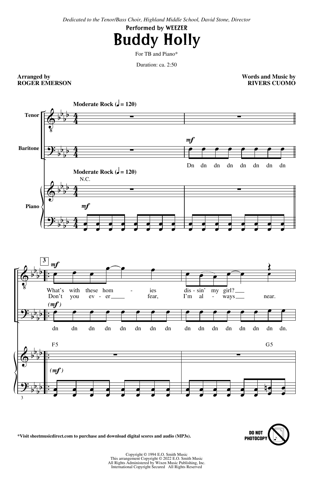 Produktgalerie: Seite 1 von 1 Buddy Holly (arr. Roger Emerson), Weezer, Chor