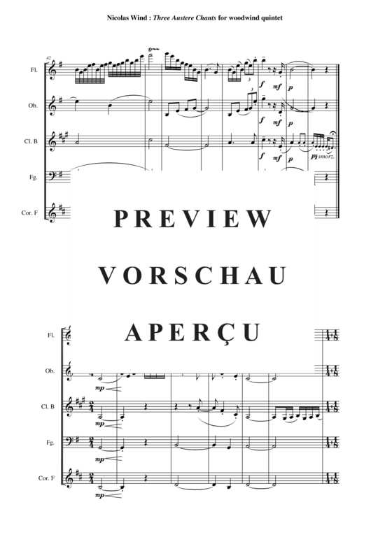 Produktgalerie: Seite 6 von 21 Three Austere Chants , , (Holzbläserquintett)