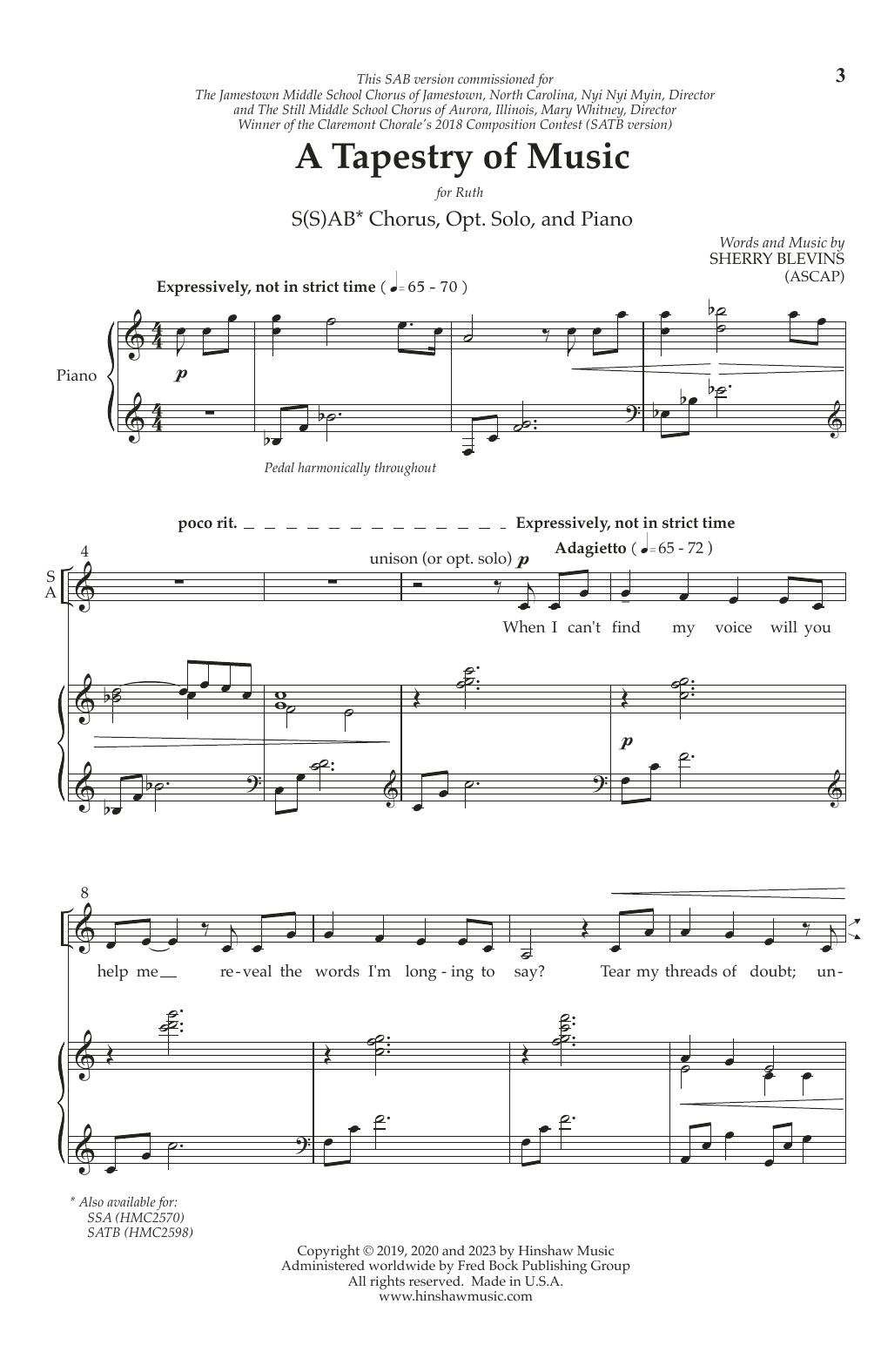 Produktbild zu:  A Tapestry of Music - Sherry Blevins