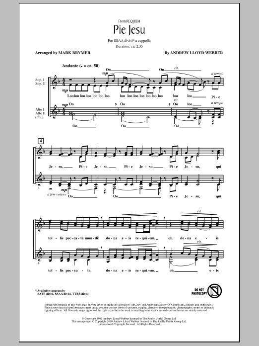Produktgalerie: Seite 1 von 1 Pie Jesu (from Requiem), Mark Brymer, Chor