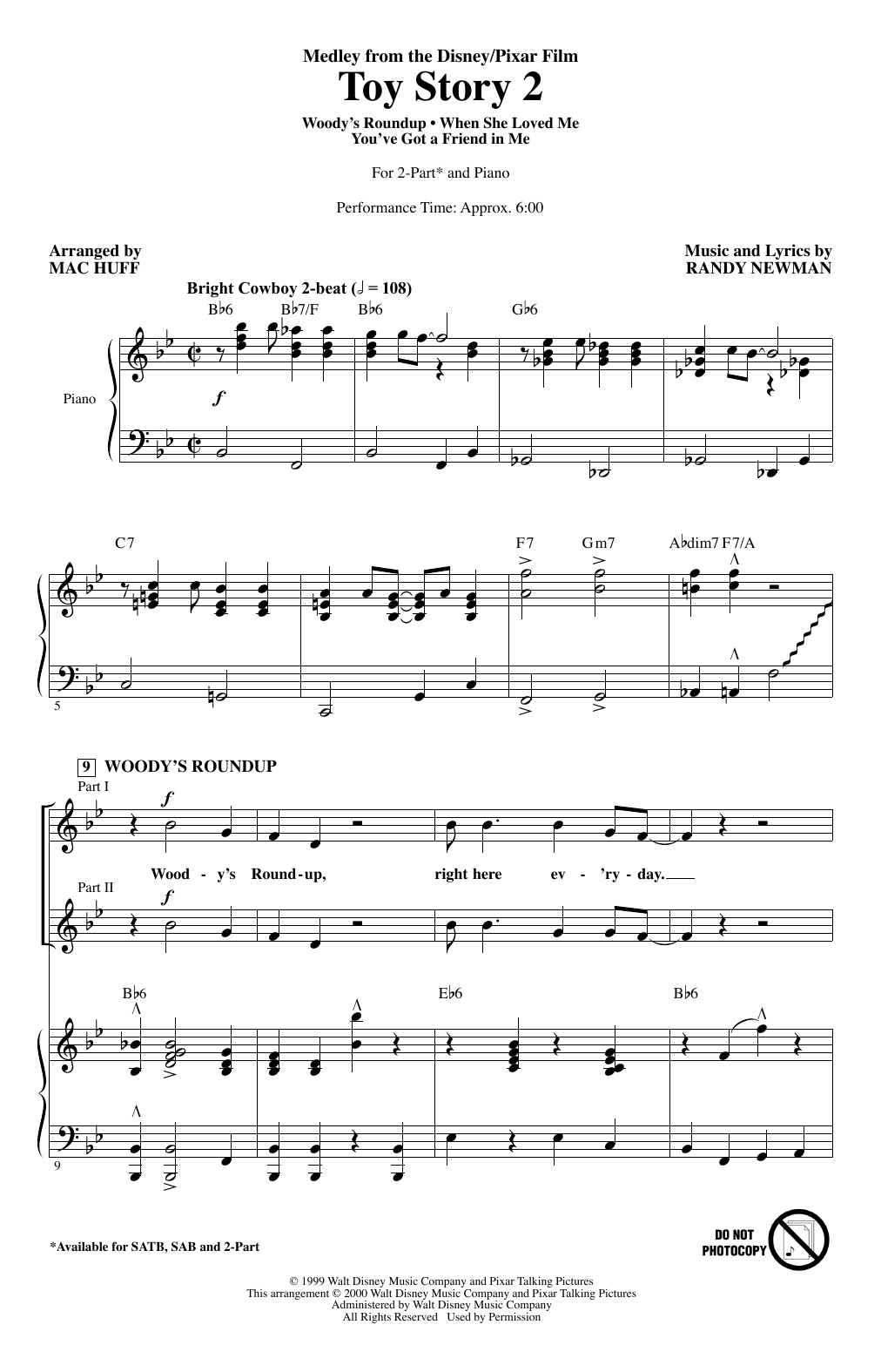 Product picture to: Toy Story 2 (Medley) (arr. Mac Huff)