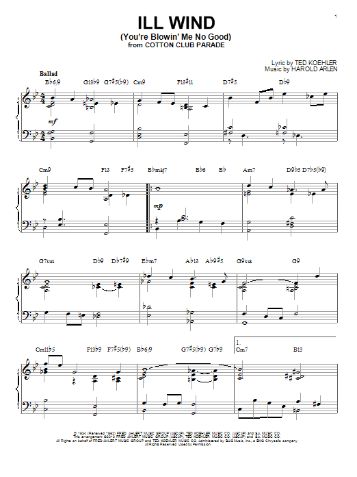 Product picture to: Ill Wind (You're Blowin' Me No Good) [Jazz version] (arr. Brent Edstrom)