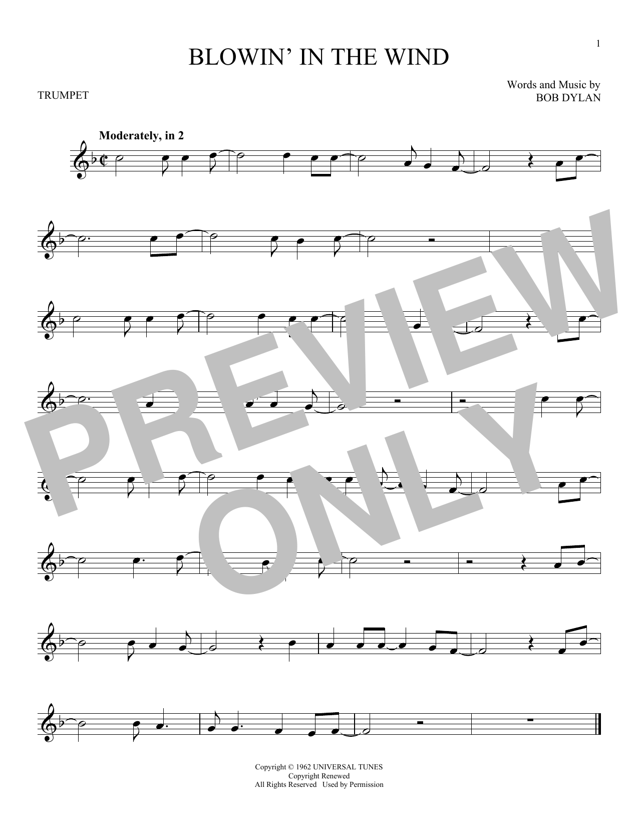 Produktgalerie: Seite 1 von 1 Blowin' In The Wind, Bob Dylan, Trompete