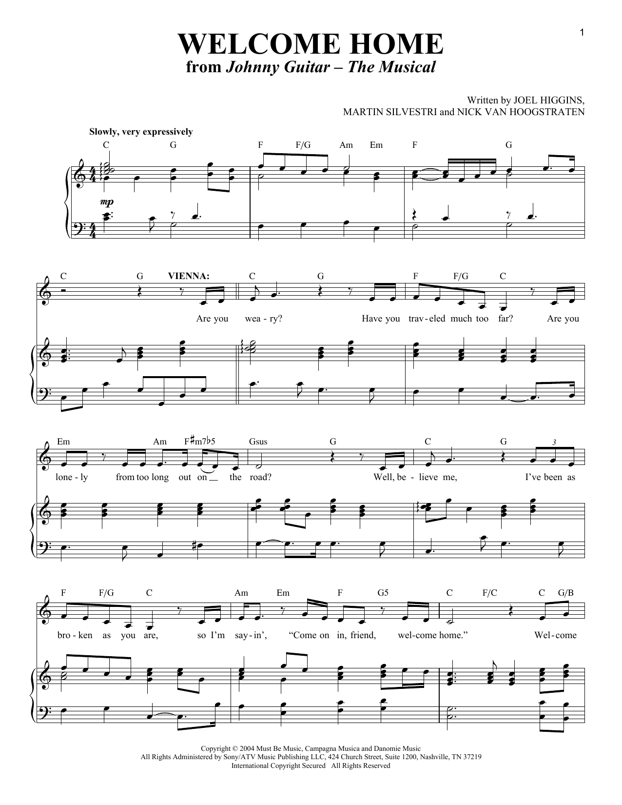 Produktbild zu: Welcome Home (from Johnny Guitar - The Musical)