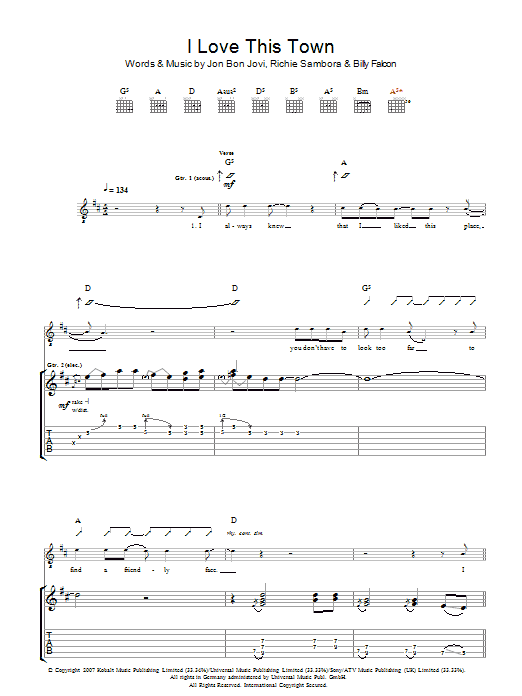Produktgalerie: Seite 1 von 1 I Love This Town, Bon Jovi, Gitarre