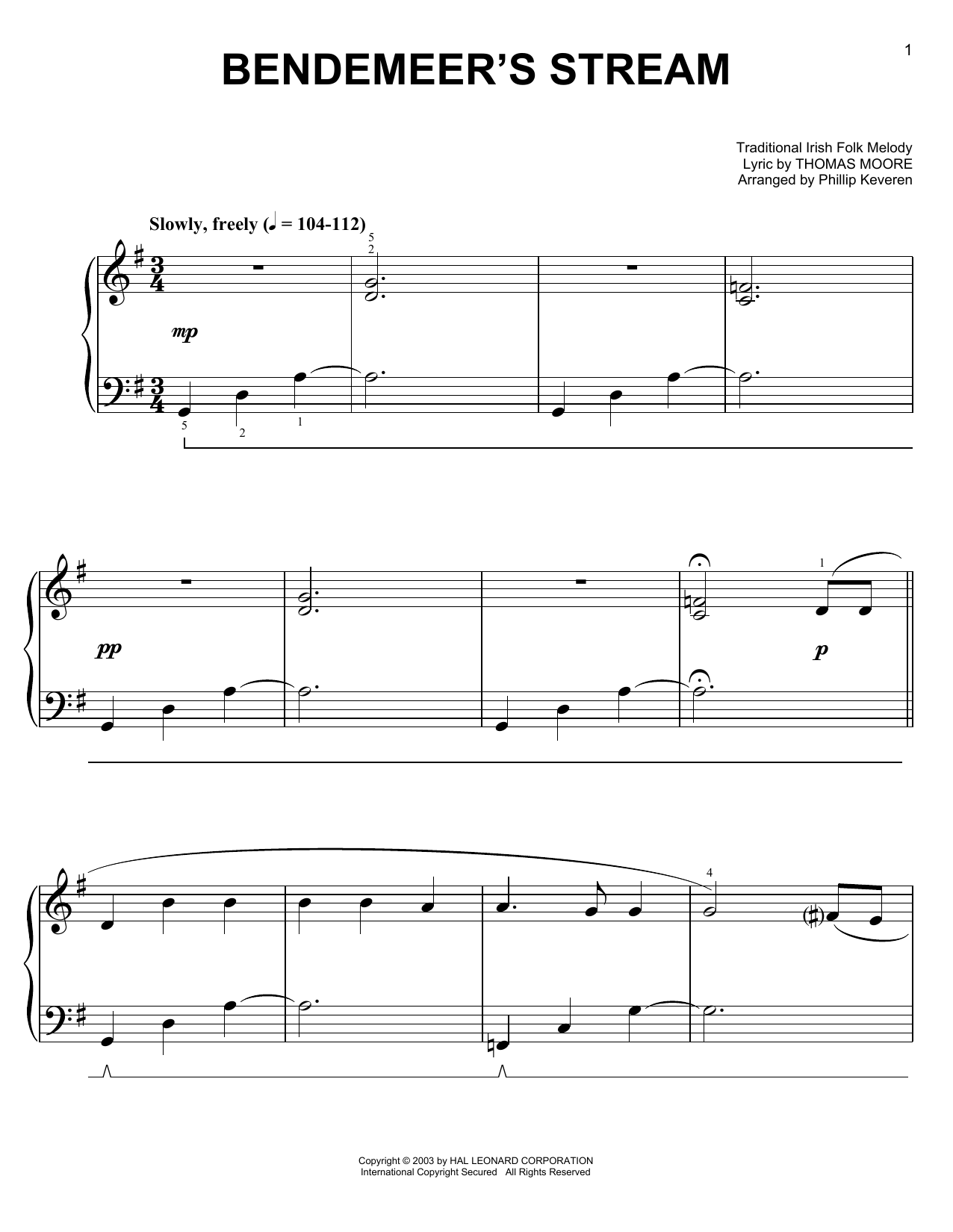Produktbild zu: Bendemeer's Stream (arr. Phillip Keveren)