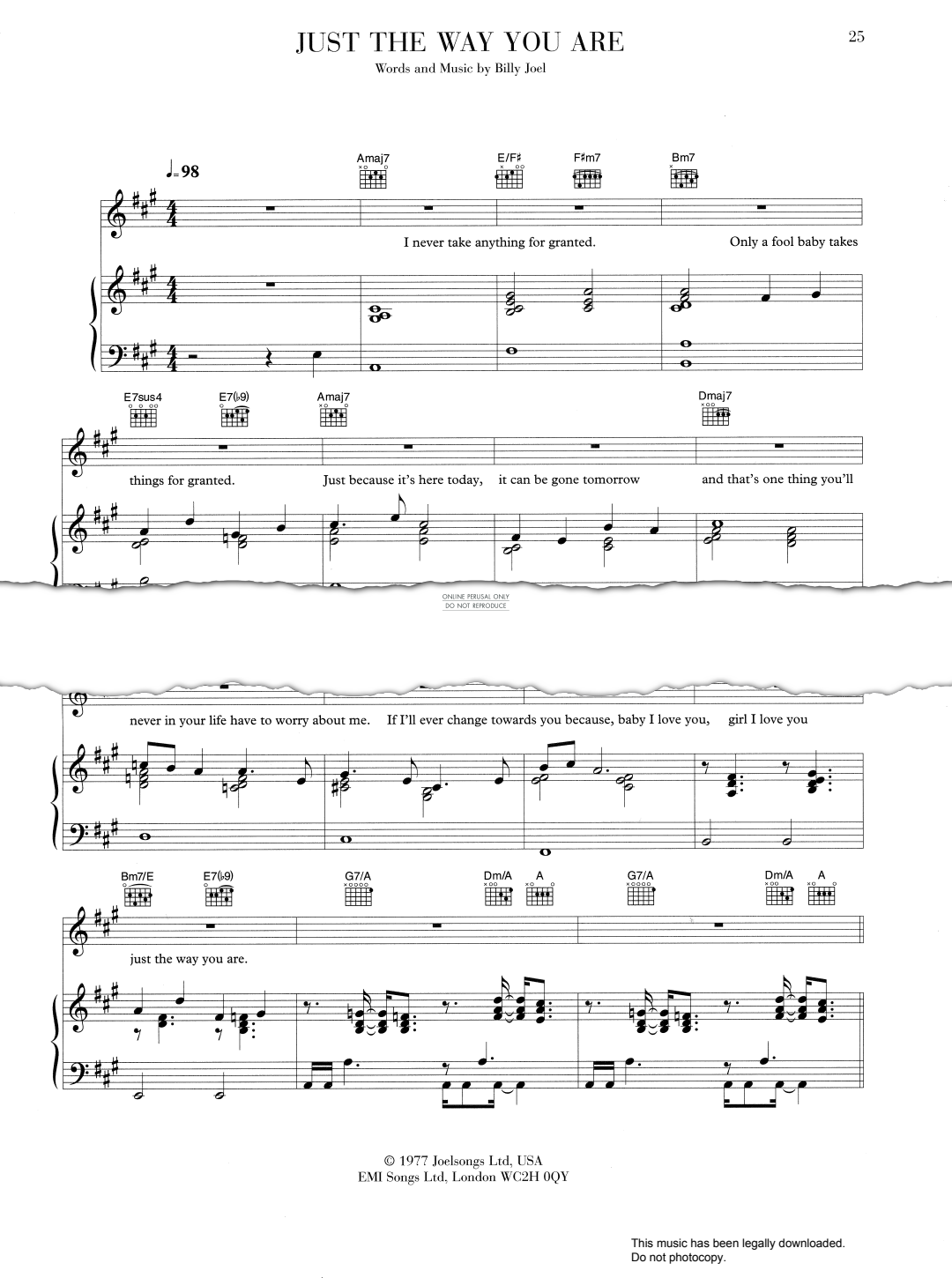 Produktgalerie: Seite 1 von 1 Just The Way You Are, Barry White, Gesang, Gitarre, Klavier