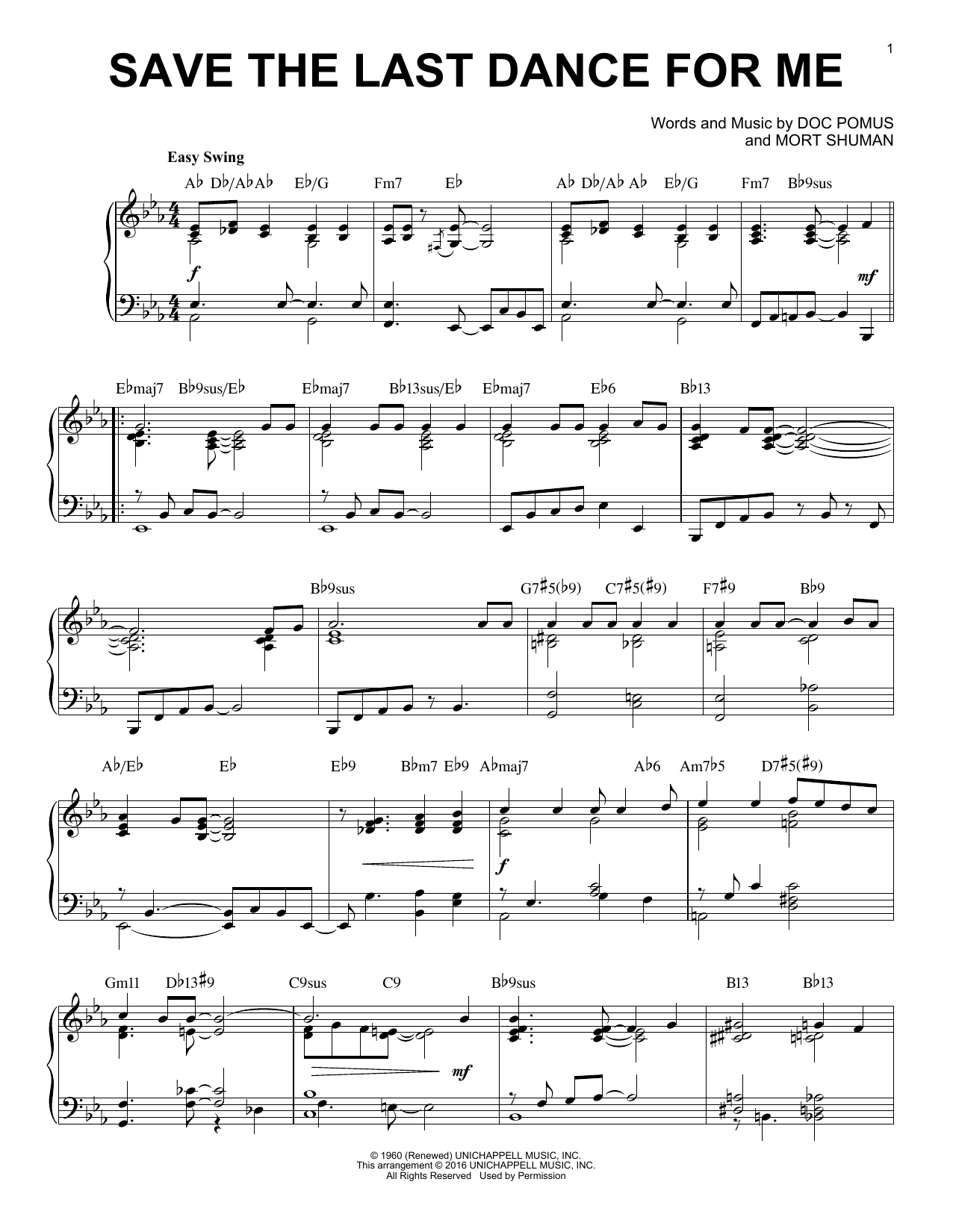 Product gallery: Page 1 of 1 Save The Last Dance For Me [Jazz version] (arr. Brent Edstrom), The Drifters