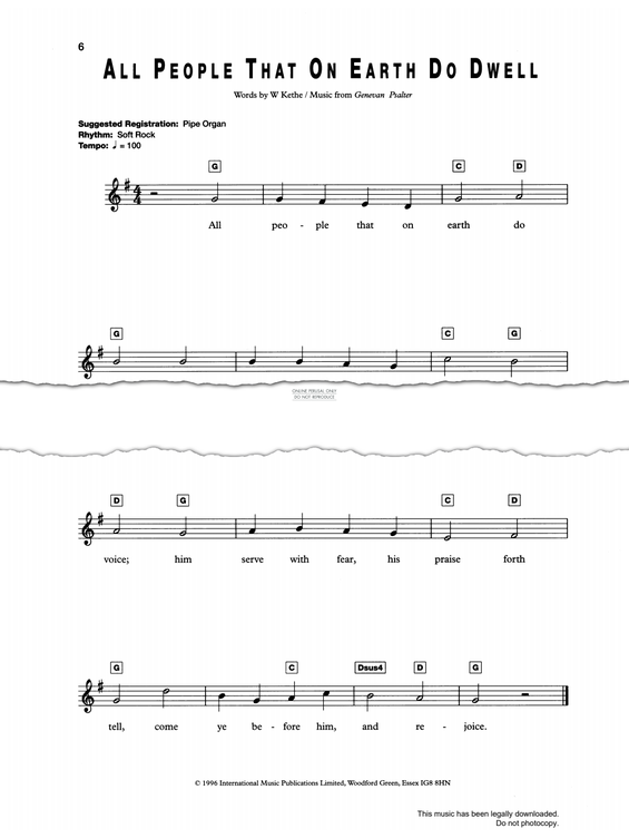 Produktgalerie: Seite 1 von 1 All People That On Earth Do Dwell, German Traditional, Gesang, Keyboard