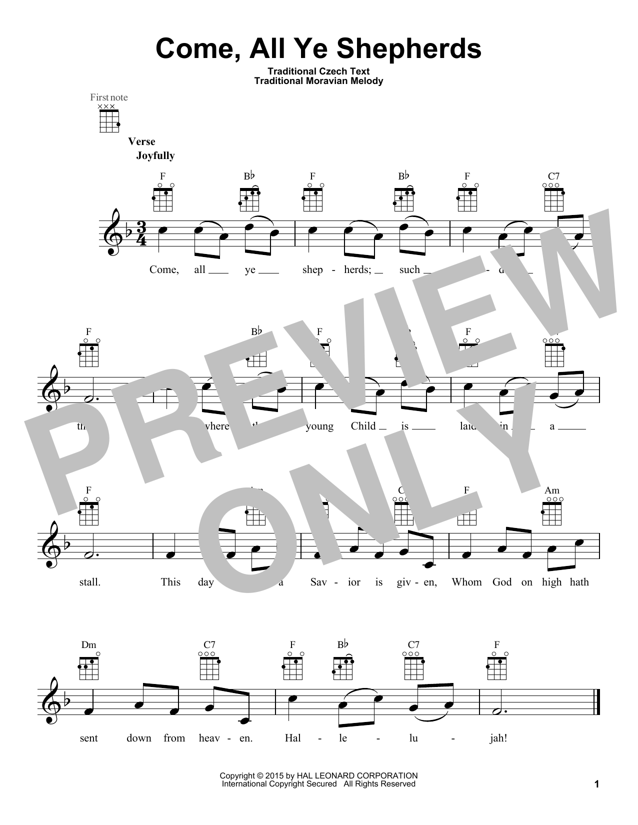 Product gallery: Page 1 of 1 Come, All Ye Shepherds, Traditional Moravian Melody