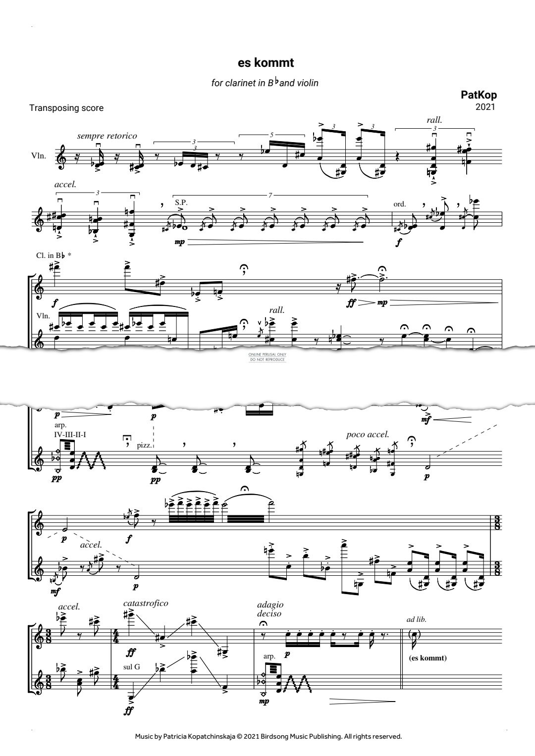 Produktgalerie: Seite 1 von 1 es kommt, PatKop, Klarinette, Violine