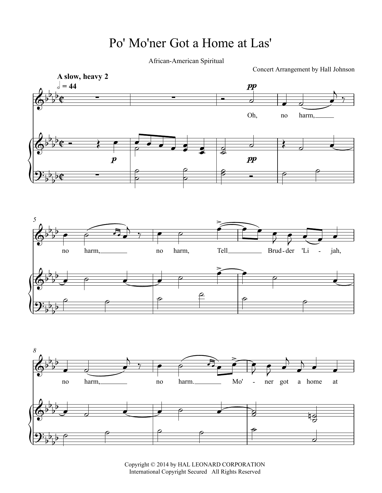 Produktbild zu: Po' Mo'ner Got a Home at Las' (F minor)