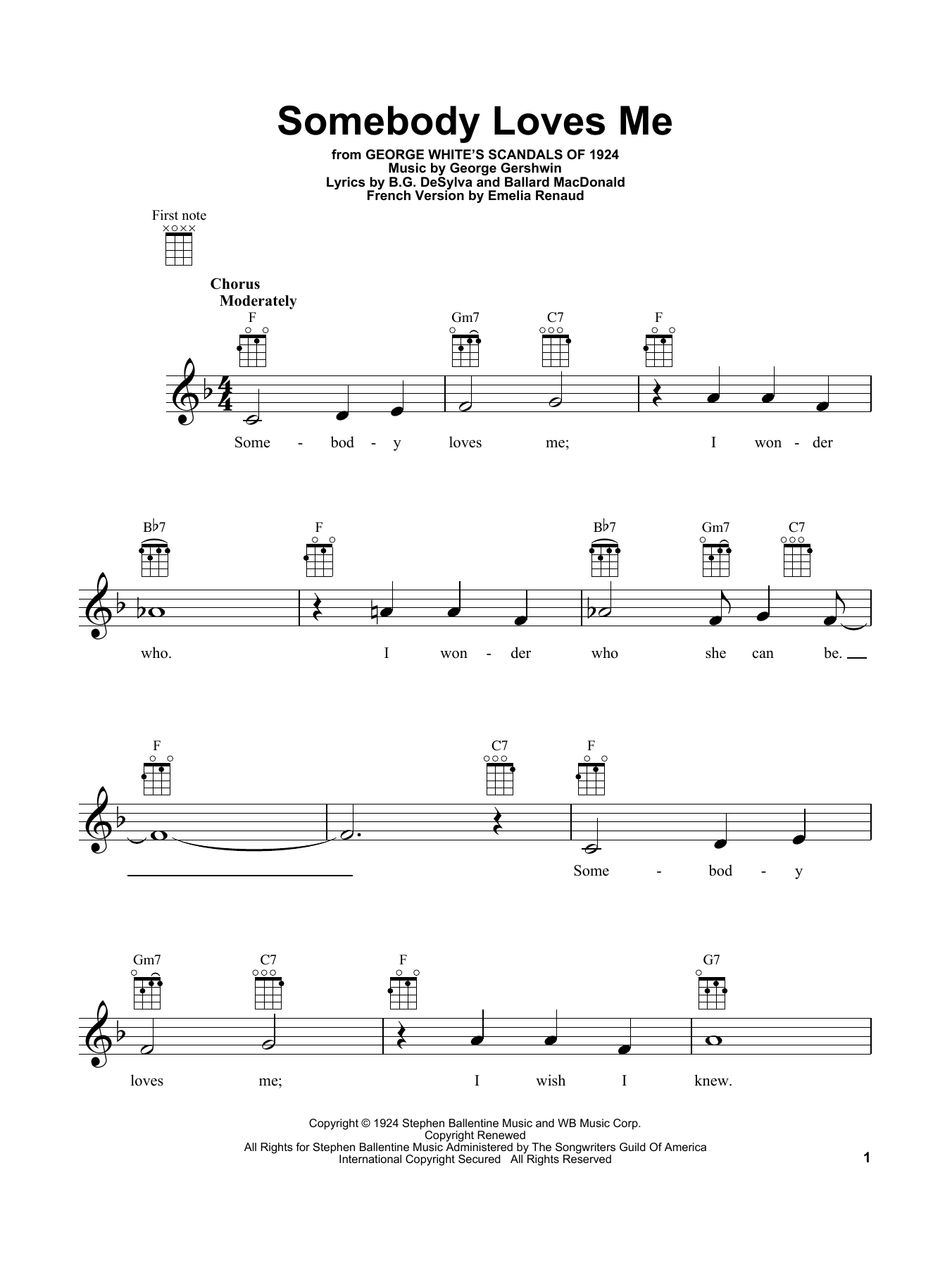 Product gallery: Page 1 of 1 Somebody Loves Me, George Gershwin