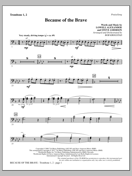 Product picture to: Because Of The Brave - Trombone 1 & 2