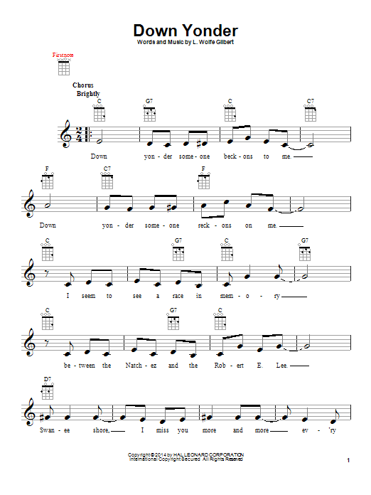 Product picture to:  Down Yonder - L. Wolfe Gilbert