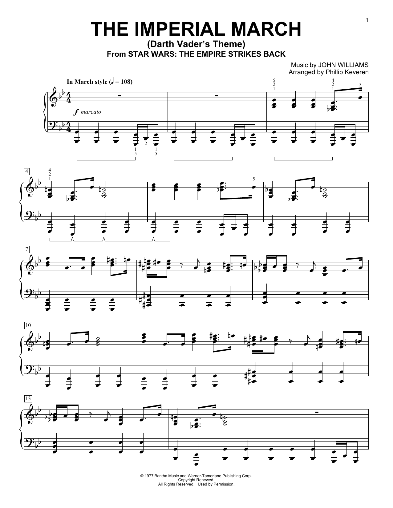 Product gallery: Page 1 of 1 The Imperial March (Darth Vader's Theme) (arr. Phillip Keveren), John Williams