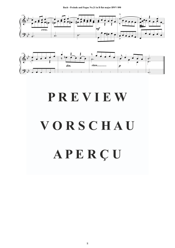 Product gallery: Page 9 of 9 Prelude and Fugue No. 21 in B flat major BWV 890, , Solo Piano
