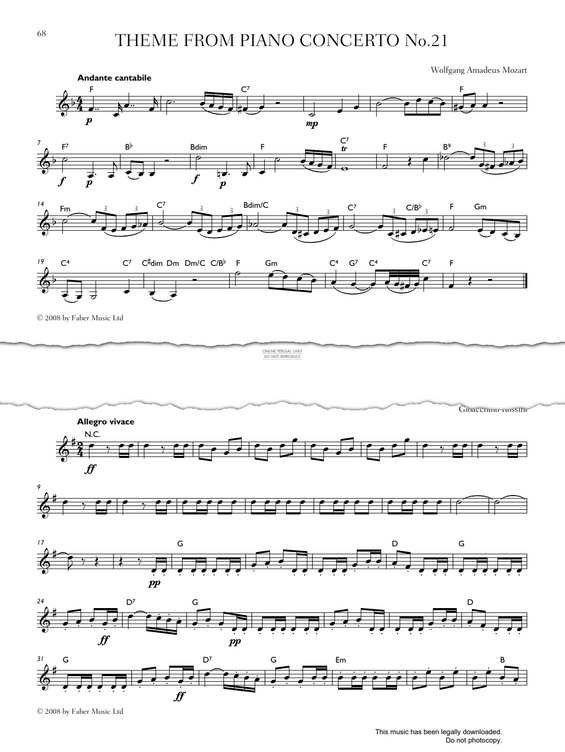 Produktgalerie: Seite 1 von 1 Theme from Piano Concerto K. 467, Wolfgang Amadeus Mozart, Trompete