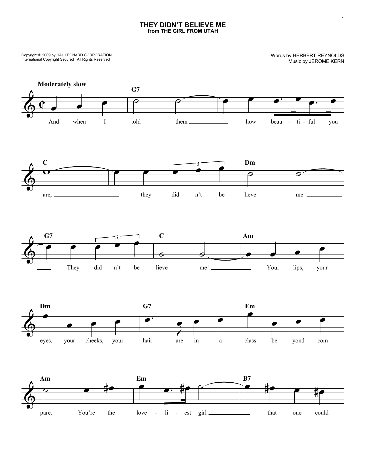 Product gallery: Page 1 of 1 They Didn't Believe Me, Jerome Kern