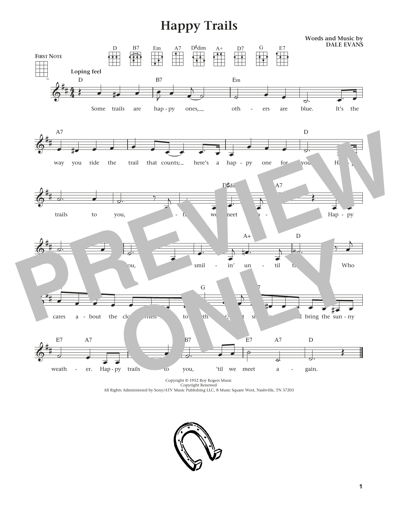 Product gallery: Page 1 of 1 Happy Trails (from The Daily Ukulele) (arr. Liz and Jim Beloff), Roy Rogers