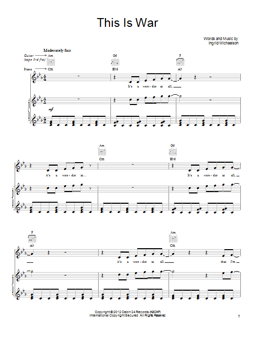 Produktgalerie: Seite 1 von 1 This Is War, Ingrid Michaelson, Gesang, Gitarre, Klavier