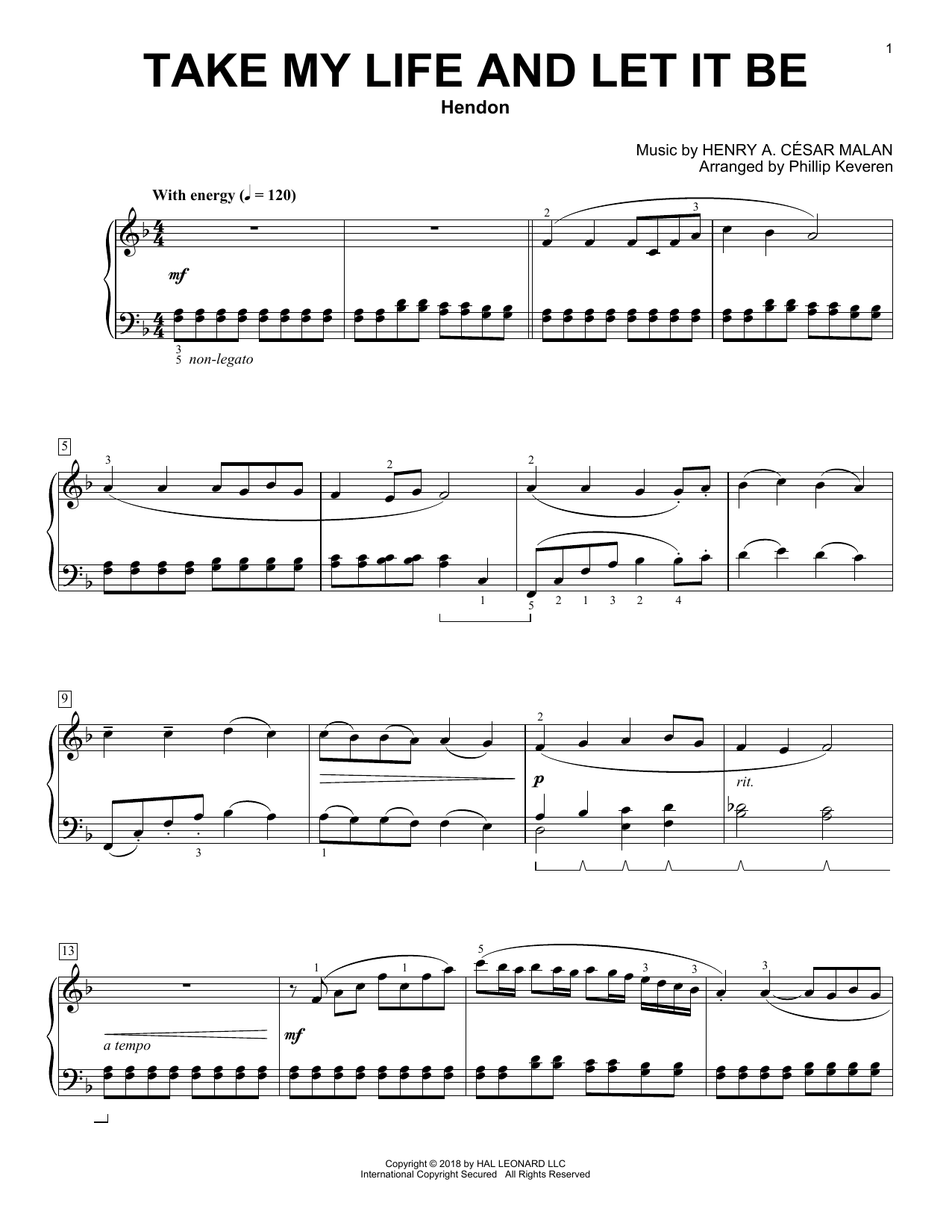 Produktbild zu: Take My Life And Let It Be [Classical version] (arr. Phillip Keveren)