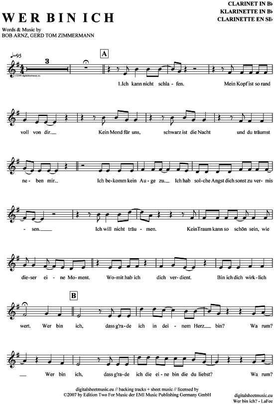 Product gallery: Page 1 of 4 Wer bin ich , LaFee, Clarinet in B-flat