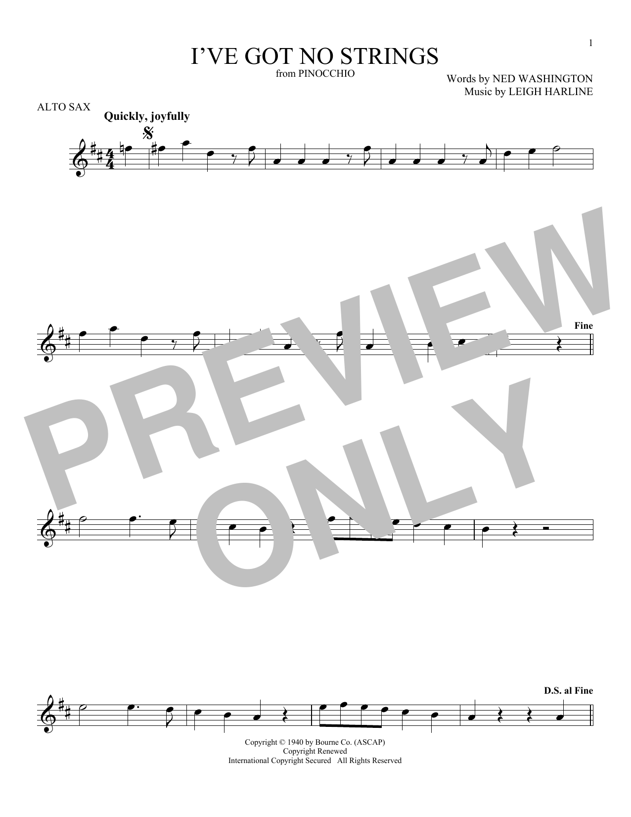 Product gallery: Page 1 of 1 I've Got No Strings (from Pinocchio), Ned Washington & Leigh Harline