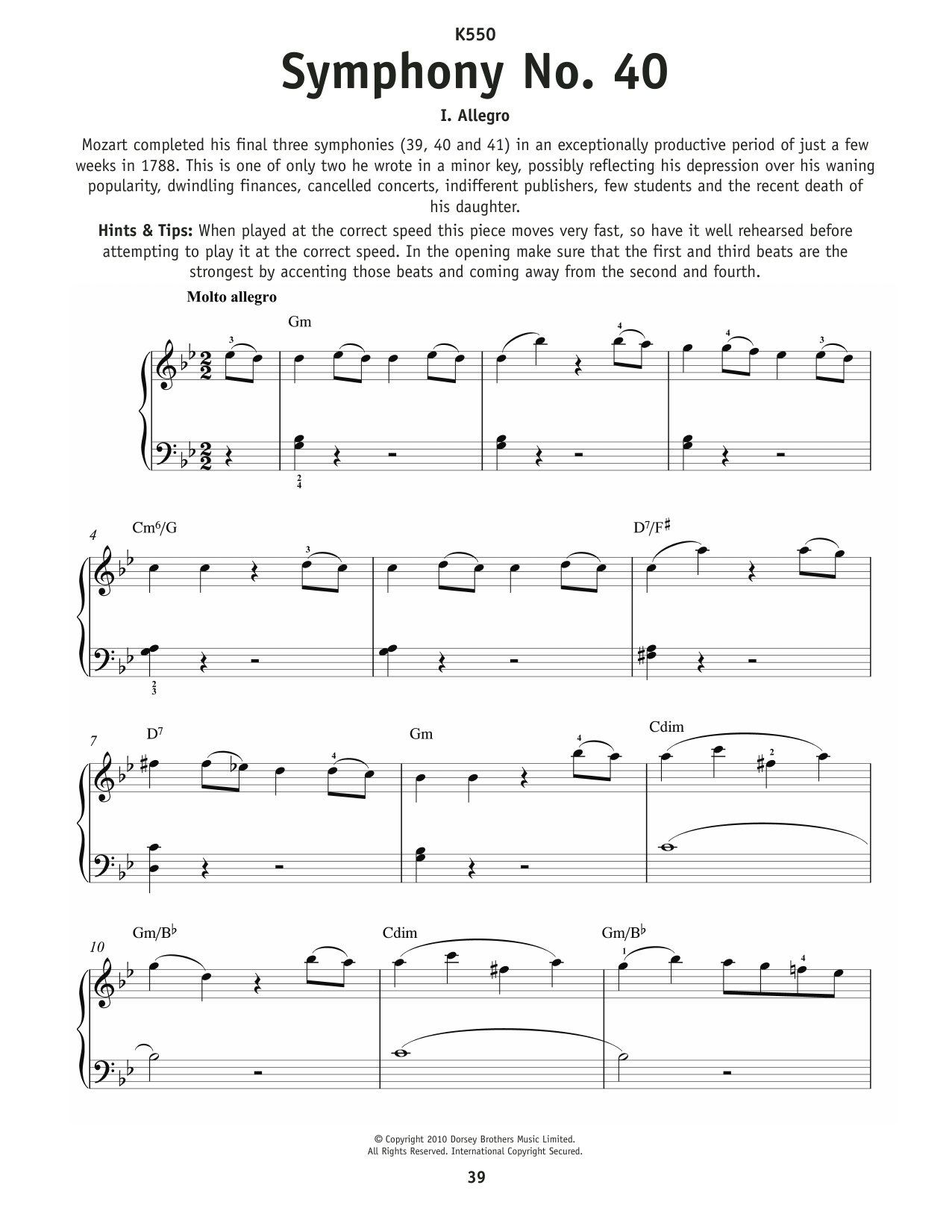 Product picture to: Symphony No. 40 In G Minor, First Movement Excerpt