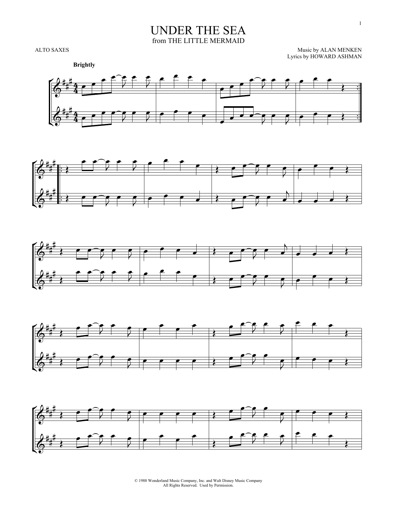 Product gallery: Page 1 of 1 Under The Sea (from The Little Mermaid), Alan Menken & Howard Ashman