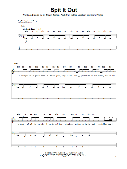 Produktgalerie: Seite 1 von 1 Spit It Out, Slipknot, E-Bass