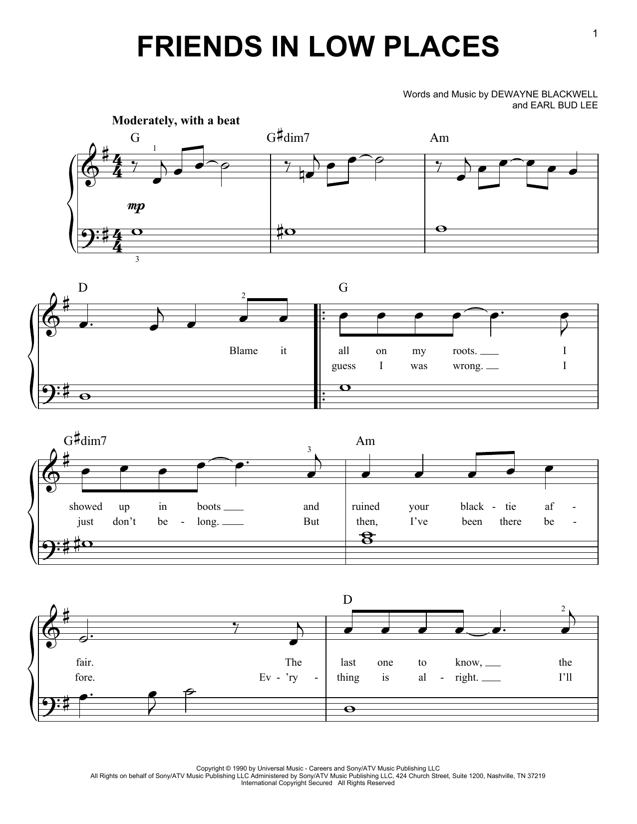 Produktgalerie: Seite 1 von 1 Friends In Low Places, Garth Brooks, Klavier