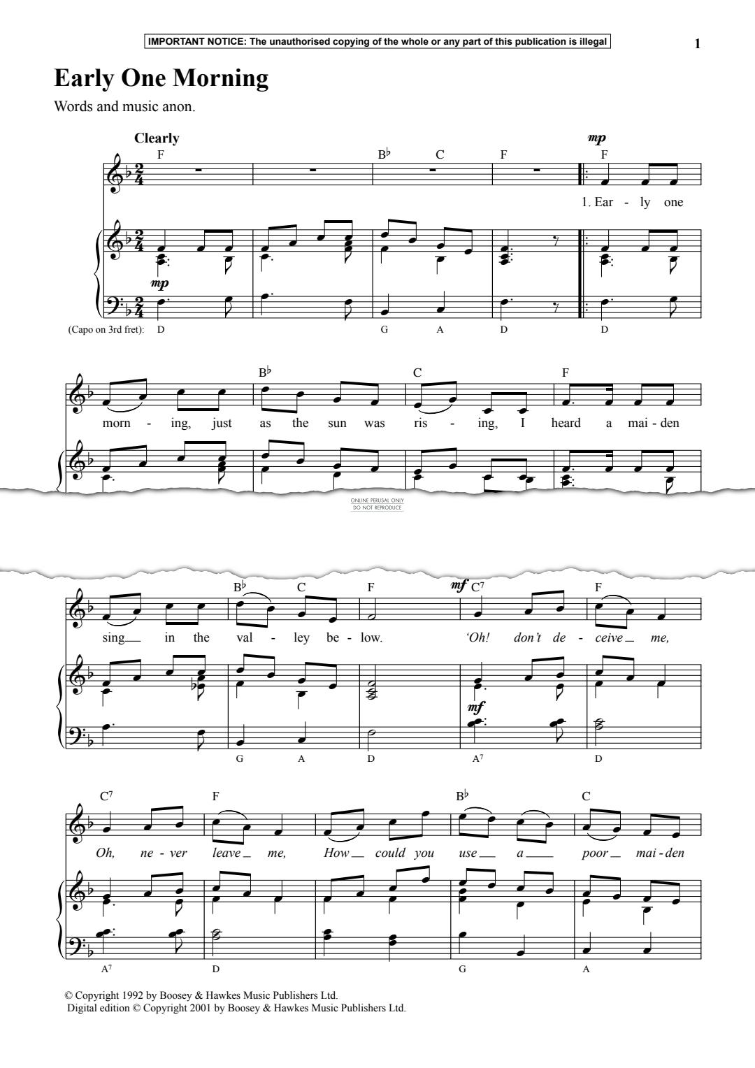 Produktgalerie: Seite 1 von 1 Early One Morning, Anon, Gesang, Klavier