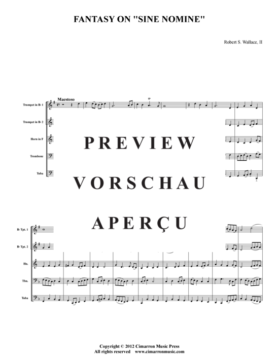 Produktgalerie: Seite 2 von 8 Fantasie auf Sine Nomine , , (Blechbläserquintett)
