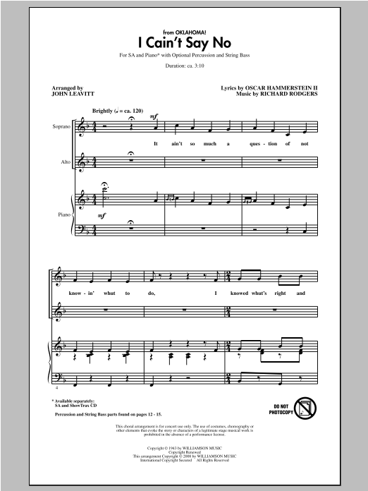 Produktbild zu: I Cain't Say No (from Oklahoma!) (arr. John Leavitt)