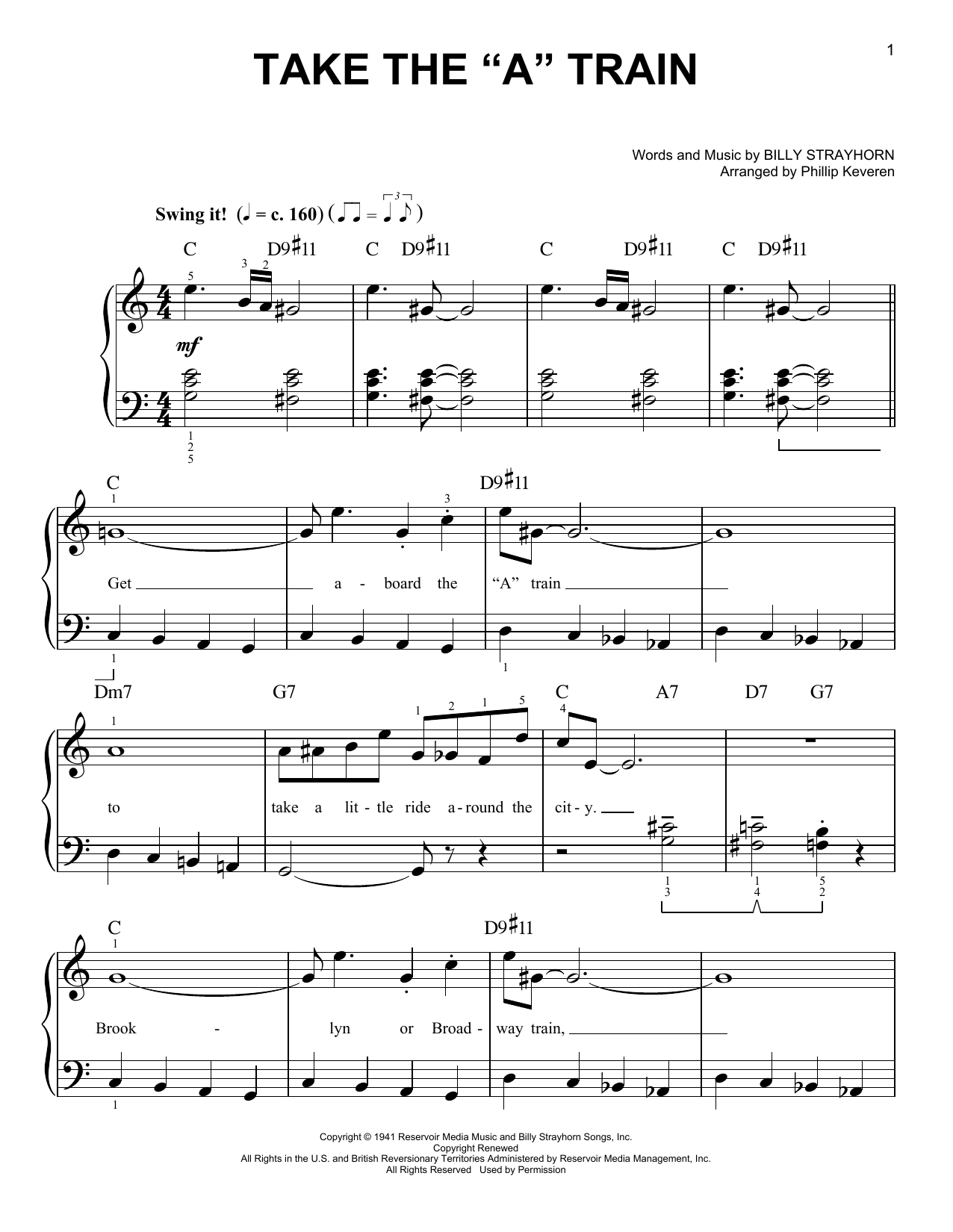 Product picture to: Take The "A" Train (arr. Phillip Keveren)