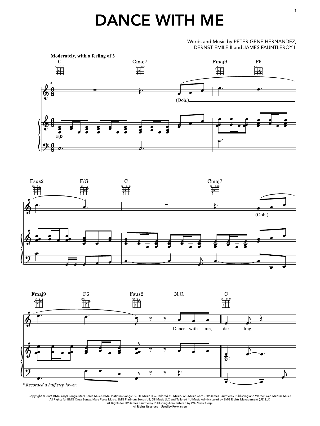 Produktgalerie: Seite 1 von 1 Dance With Me, Bruno Mars, Gesang, Gitarre, Klavier