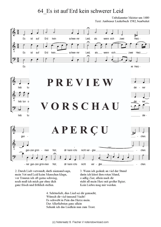 Product picture to: Es ist auf Erd kein schwerer Leid Unbekannter Meister um 1480 / Ambraser Liederbuch 1582, bearbeitet