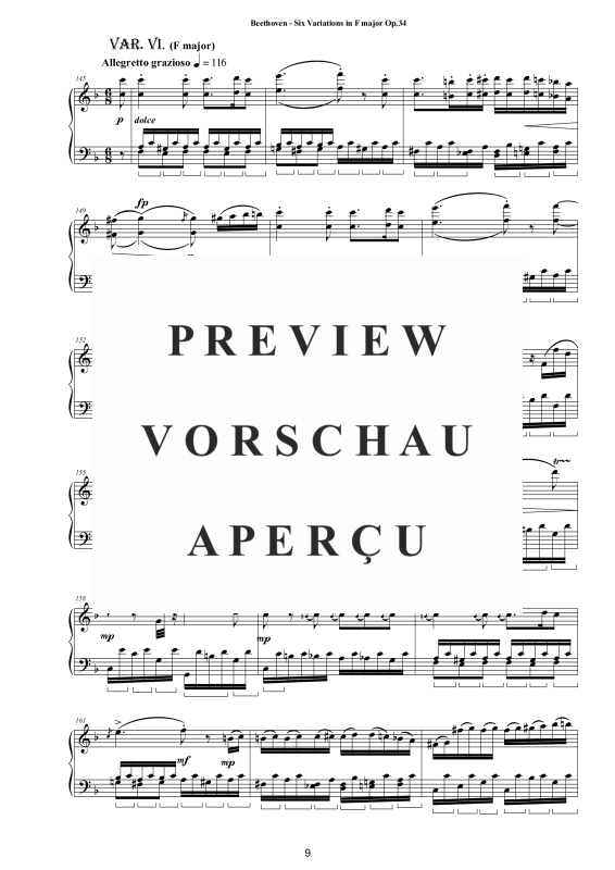 Produktgalerie: Seite 10 von 11 Six Variations in F major Op.34 for Piano, , Klavier Solo