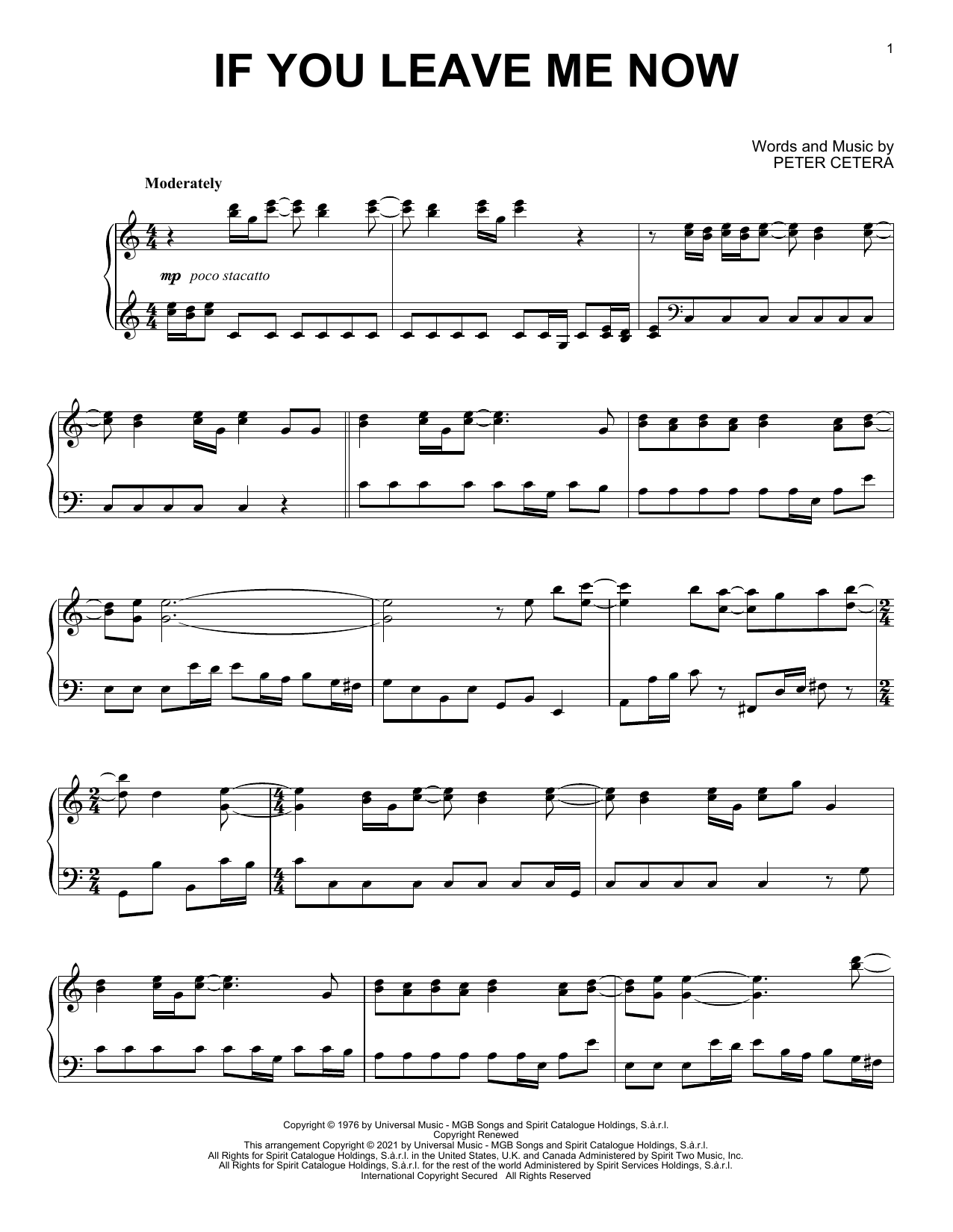 Product gallery: Page 1 of 1 If You Leave Me Now [Classical version] (arr. David Pearl), Chicago