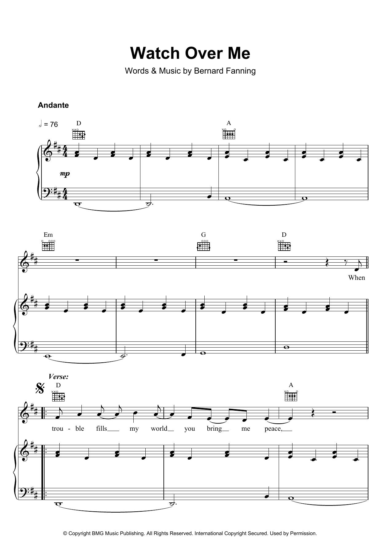 Produktgalerie: Seite 1 von 1 Watch Over Me, Bernard Fanning, Gesang, Gitarre, Klavier