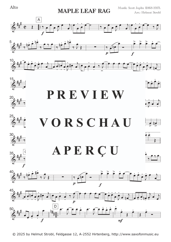 Produktgalerie: Seite 5 von 11 Maple Leaf Rag, , Saxophon Quintett