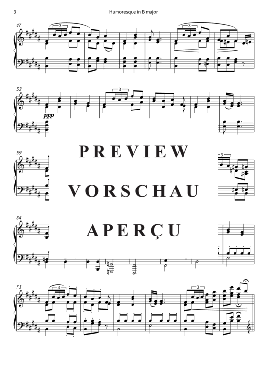 Produktgalerie: Seite 6 von 7 Humoresque in B major - Op. 101 No. 6, Poco allegretto , , Klavier Solo