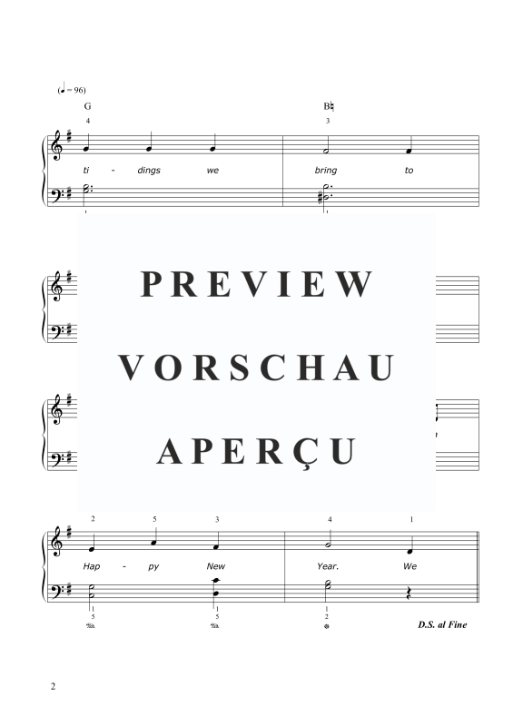Produktgalerie: Seite 3 von 3 We Wish You a Merry Christmas, , Klavier Solo - leichte Mittelstufe mit Akkorden