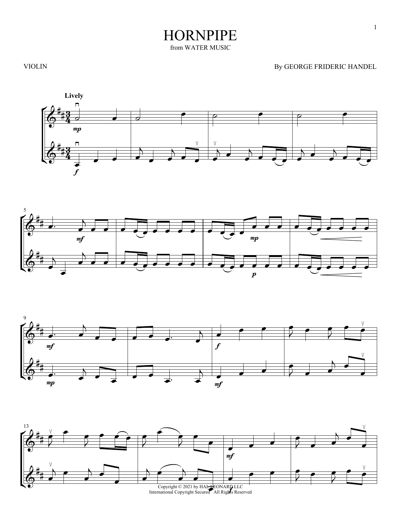 Product gallery: Page 1 of 1 Hornpipe, George Frideric Handel