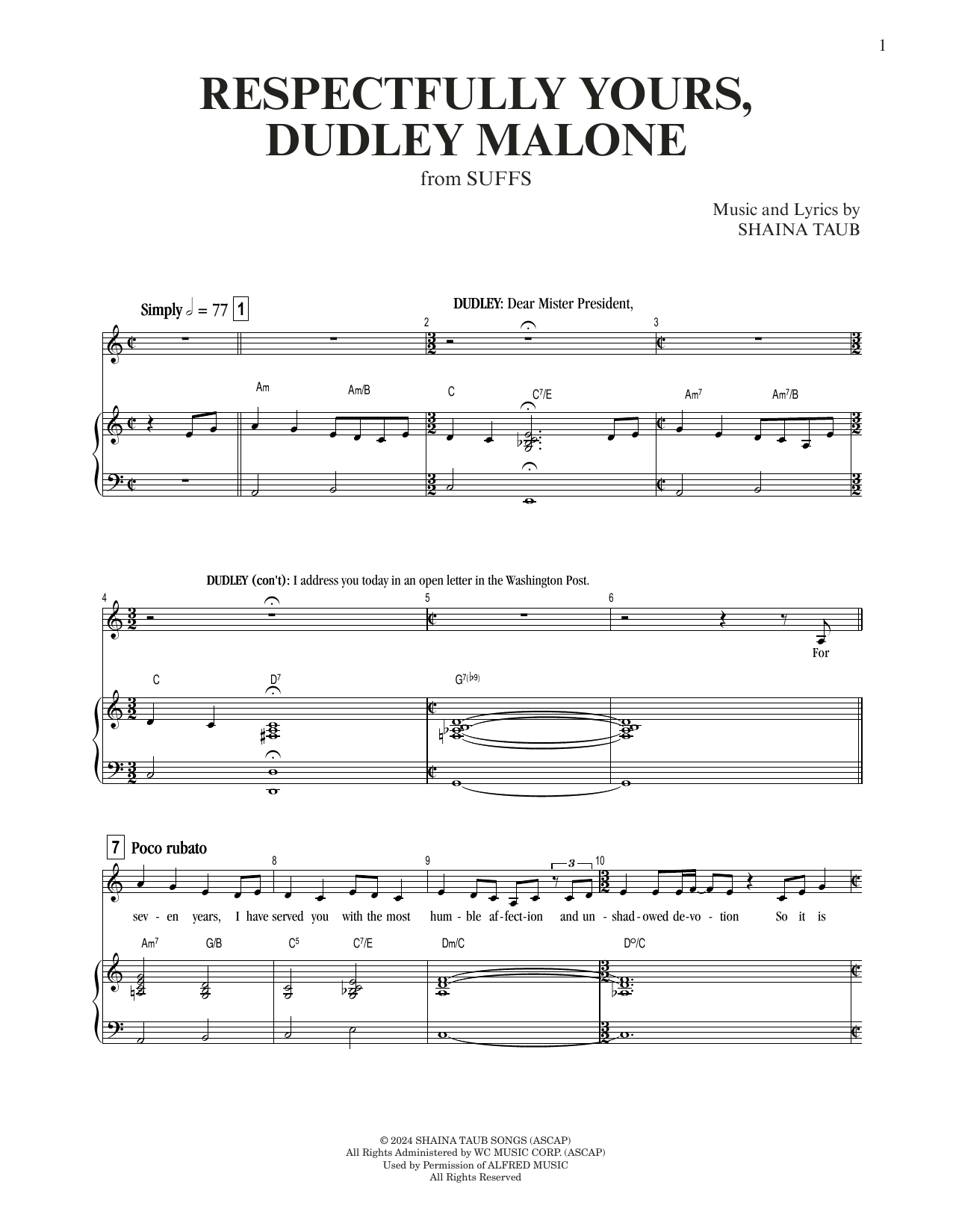 Produktgalerie: Seite 1 von 1 Respectfully Yours, Dudley Malone (from Suffs), Shaina Taub, Gesang, Klavier