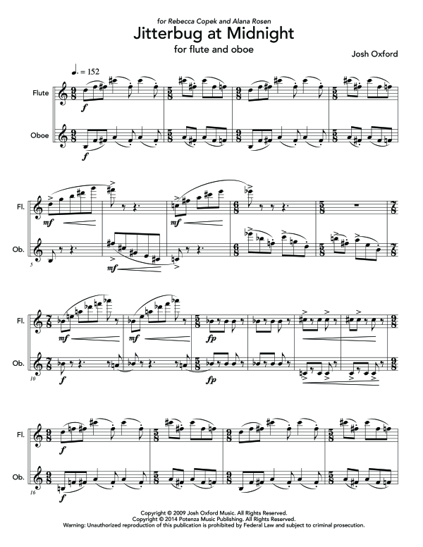 Product gallery: Page 1 of 11 Jitterbug at Midnight, , (woodwind duet flute and oboe)